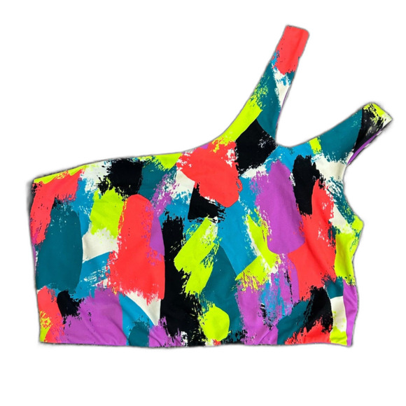 Yitty Major Label Rainbow Confyitty One Shoulder Activewear Crop Top Size 3X - Picture 2 of 12